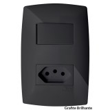 Conjunto Interruptor Simples + Tomada 20A 4x2 - (HOME PRETO GRAFITE)